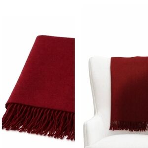 Elegant Red Throw Blanket with Fringe